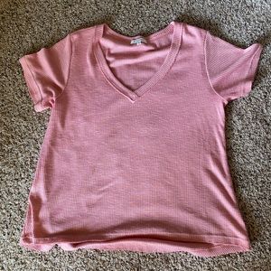 Z Supply Ribbed Pink V Neck